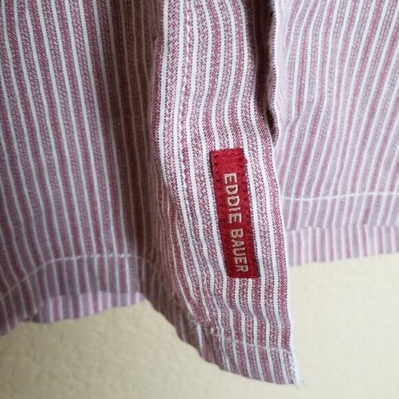 Eddie Bauer Red Striped Button Down Shirt - Picture 3 of 8